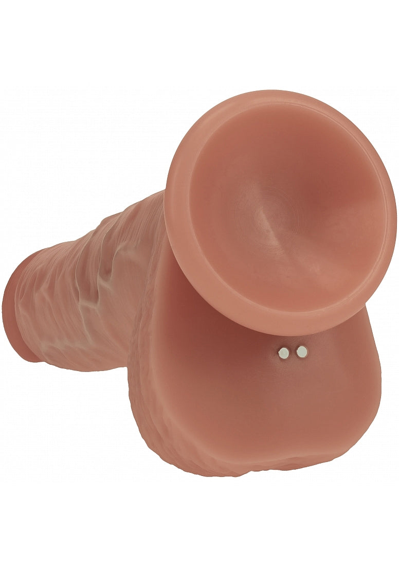 RealRock Dual Layered Silicone Realistic Vibrating Thrusting Dildo with Balls and Suction Cup 7in
