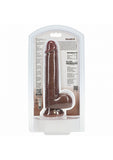 RealRock Realistic Skin - Straight Realistic Dildo with Balls and Suction Cup - 7" / 18 cm - Brown