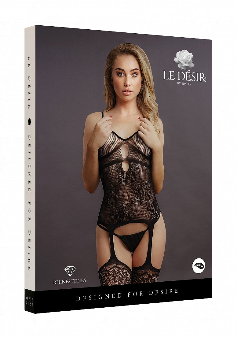 Suspender Rhinestone Bodystocking