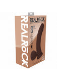 RealRock Rechargeable Silicone Dual Layered Vibrating Curved Dildo with Weighted Balls 8in