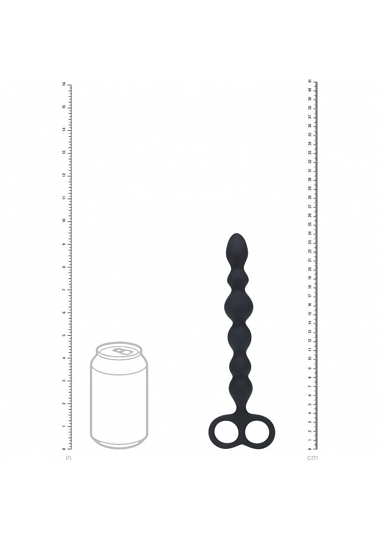 LEVELZ - Beaded Silicone Anal Probe with Double Loop - Black