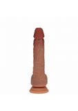 RealRock Dual Layered Silicone Realistic Vibrating Thrusting Dildo with Balls and Suction Cup 7in