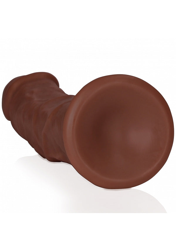 RealRock Realistic Skin - Curved Realistic Dildo with Suction Cup - 7" / 18 cm - Brown