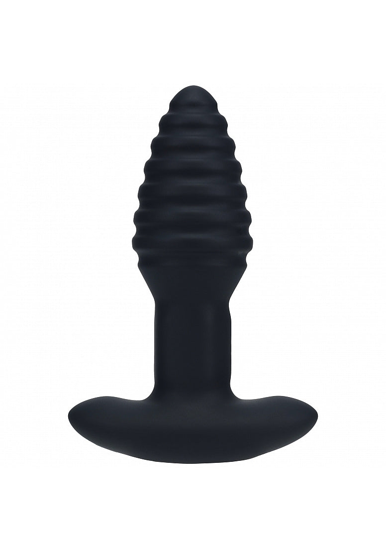 LEVELZ - Remote Control Vibrating & Rotating Ribbed Silicone Anal Plug - Black