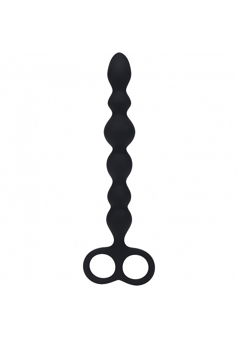 LEVELZ - Beaded Silicone Anal Probe with Double Loop - Black
