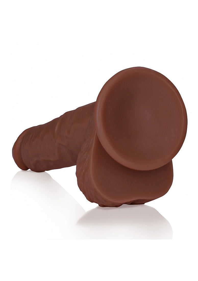 RealRock Realistic Skin - Straight Realistic Dildo with Balls and Suction Cup - 8" / 20,5 cm - Brown