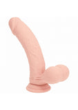 RealRock Rechargeable Silicone Dual Layered Vibrating Curved Dildo with Weighted Balls 8in