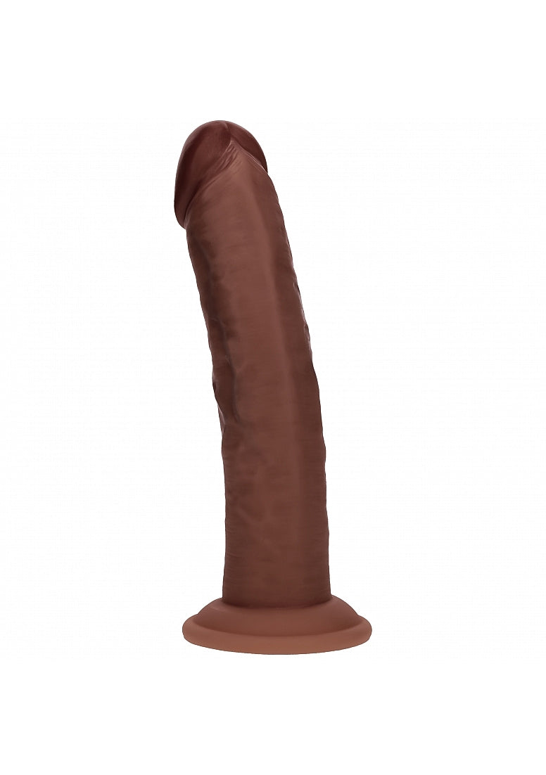 Realrock Dual Layered Rechargeable Silicone Curved Realistic Vibrating Dildo with Suction Cup 8in