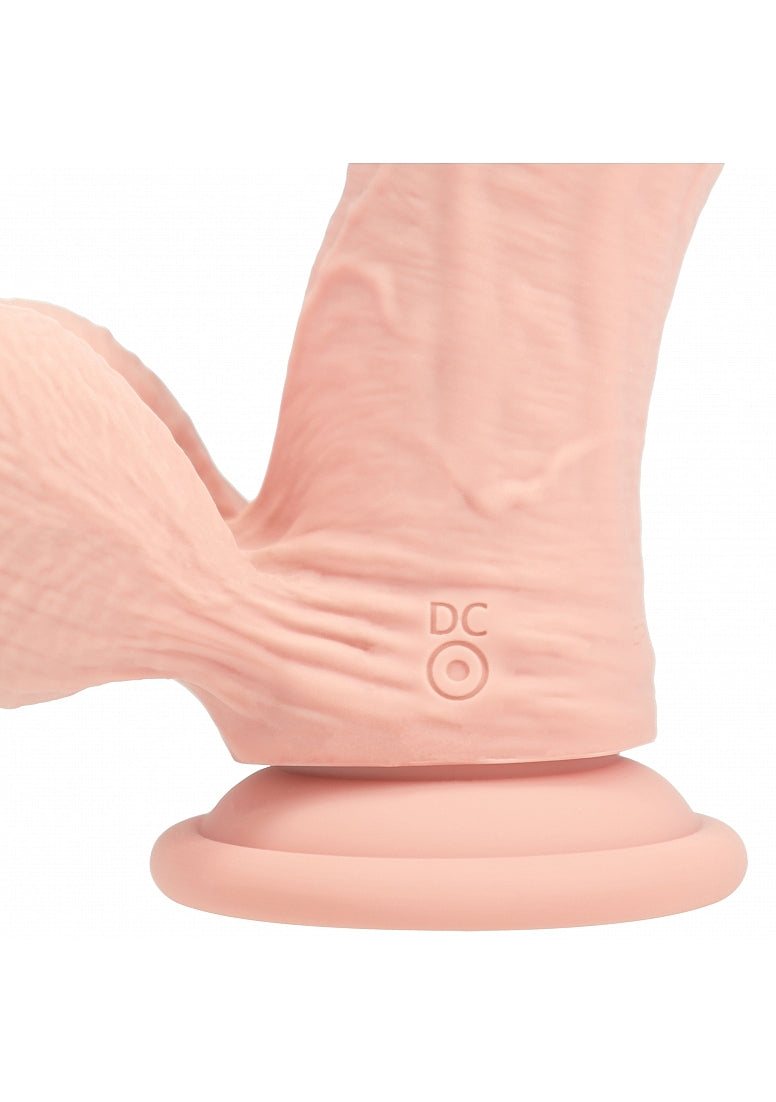 RealRock Rechargeable Silicone Dual Layered Vibrating Curved Dildo with Weighted Balls 8in