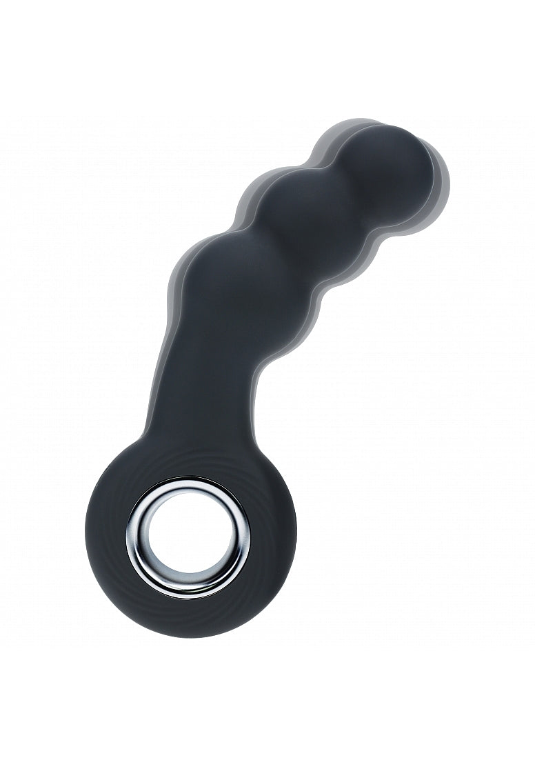 LEVELZ - Vibrating Beaded Silicone Prostate Massager with Loop - Black