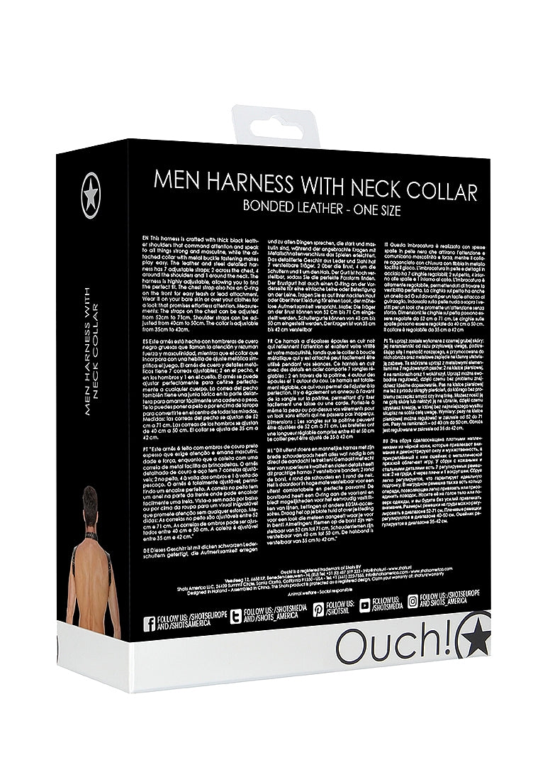 Men Harness with Neck Collar - One Size - Black
