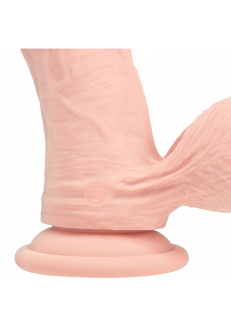 RealRock Rechargeable Silicone Dual Layered Vibrating Curved Dildo with Weighted Balls 8in