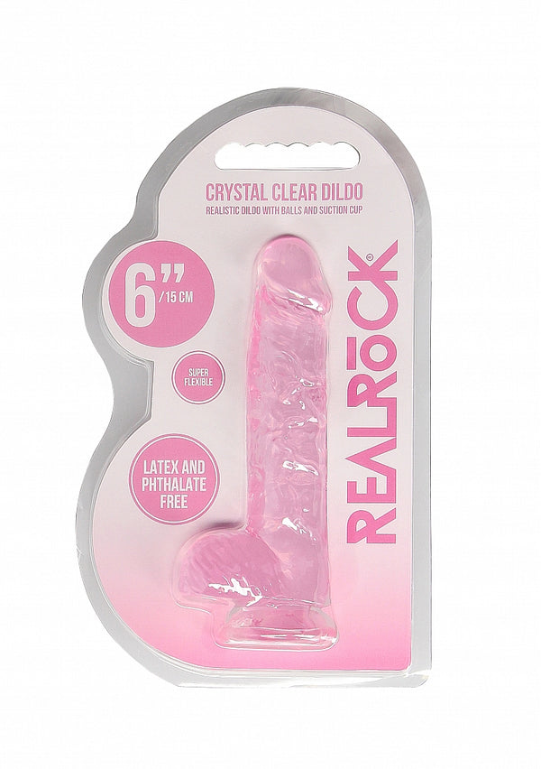 REALROCK Crystal 6 in Realistic Dong with Balls