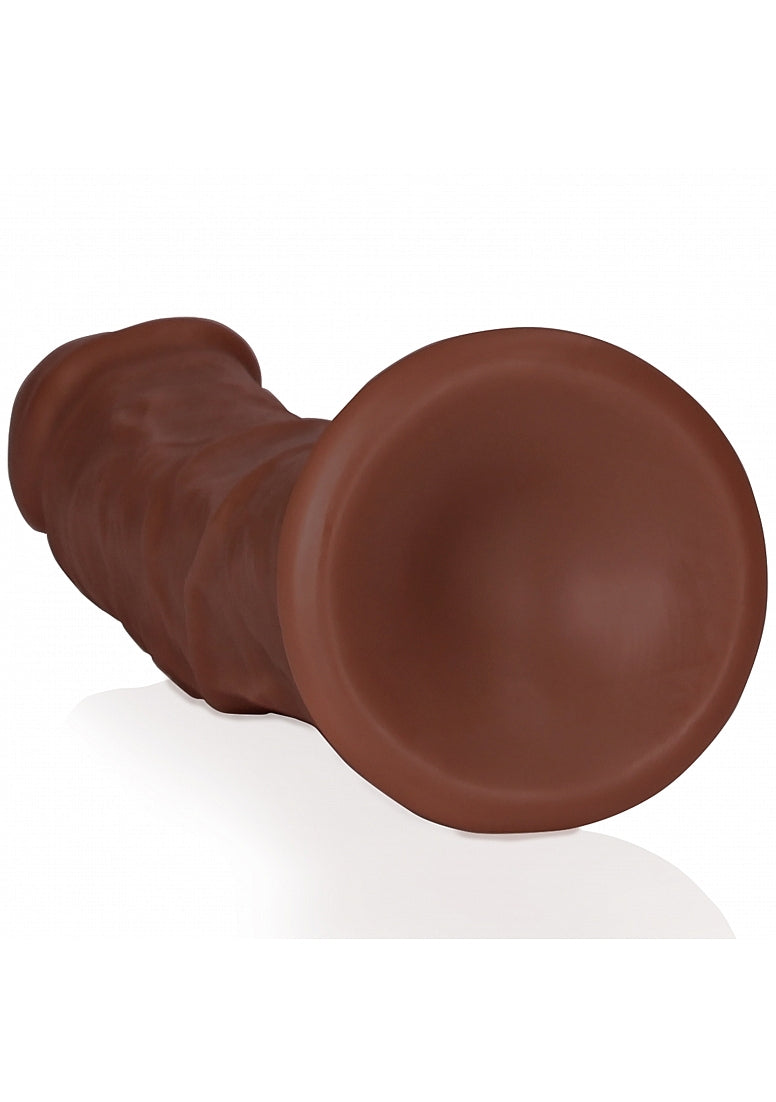 RealRock Realistic Skin - Curved Realistic Dildo with Suction Cup - 7" / 18 cm - Brown