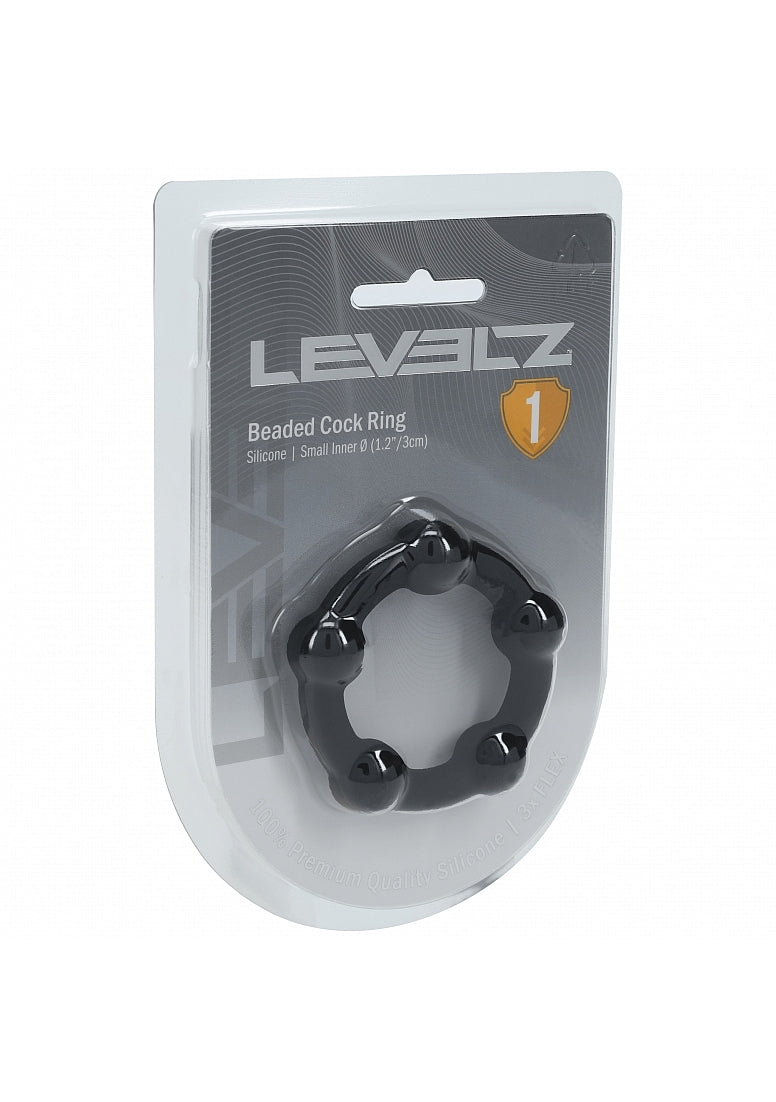 LEVELZ - Beaded Silicone Cock Ring - S - 30mm - Black