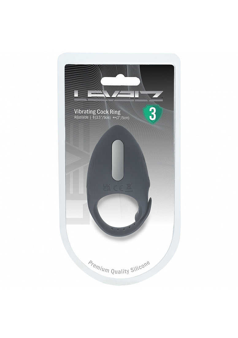 Levelz Adjustable Vibrating Silicone Rechargeable Cock Ring - Black
