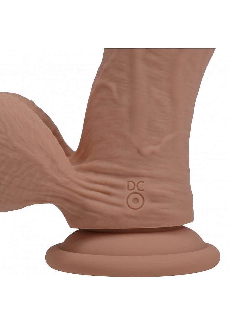 RealRock Rechargeable Silicone Dual Layered Vibrating Curved Dildo with Weighted Balls 8in