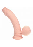 RealRock Rechargeable Silicone Dual Layered Vibrating Curved Dildo with Weighted Balls 8in