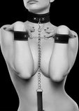 Velcro Collar With Leash And Hand Cuffs - With Adjustable Straps
