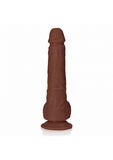 RealRock Realistic Skin - Straight Realistic Dildo with Balls and Suction Cup - 7" / 18 cm - Brown