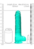 9" / 25 cm Realistic Dildo With Balls - Turquoise