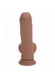 RealRock Rechargeable Silicone Dual Layered Vibrating Curved Dildo with Weighted Balls 8in