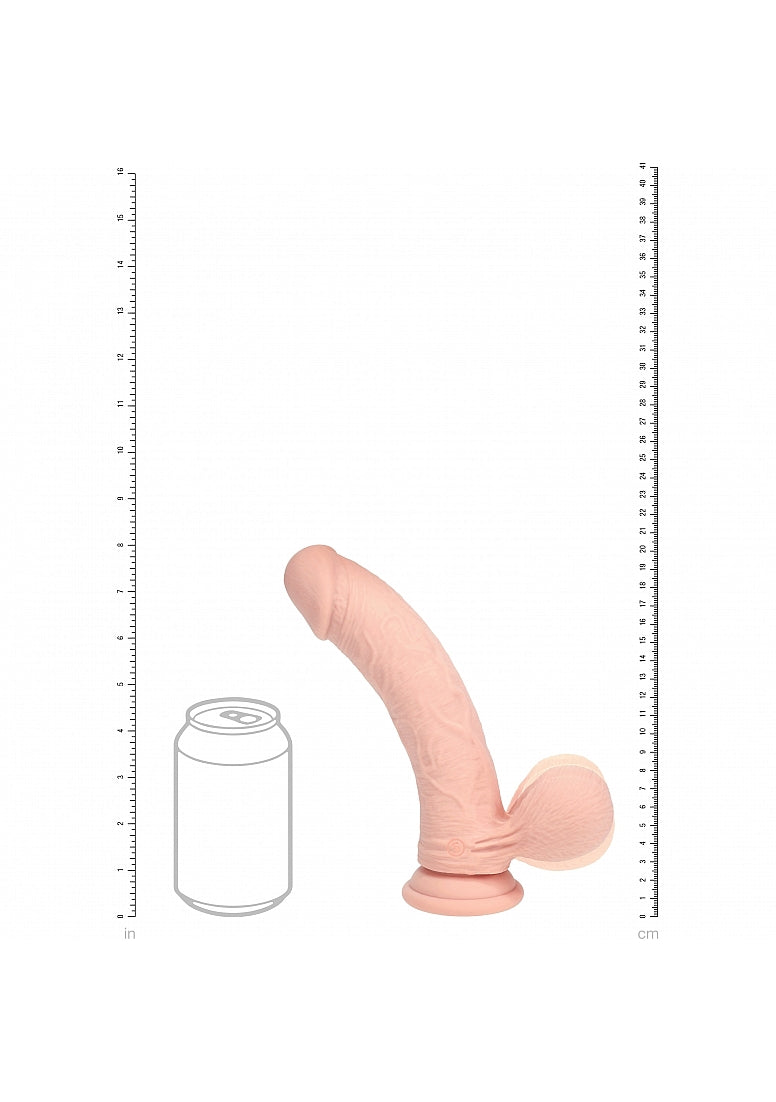 RealRock Rechargeable Silicone Dual Layered Vibrating Curved Dildo with Weighted Balls 8in