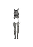 Lace Suspender Bodystocking With Round Neck
