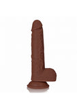 RealRock Realistic Skin - Straight Realistic Dildo with Balls and Suction Cup - 8" / 20,5 cm - Brown