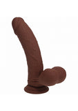 RealRock Rechargeable Silicone Dual Layered Vibrating Curved Dildo with Weighted Balls 8in