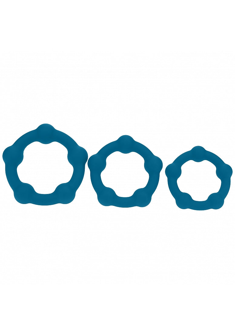 LEVELZ - Beaded Silicone Cock Ring Set of 3 (35mm, 40mm, 45mm) - Teal
