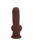 RealRock Rechargeable Silicone Dual Layered Vibrating Curved Dildo with Weighted Balls 8in