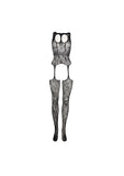 Lace Suspender Bodystocking With Round Neck