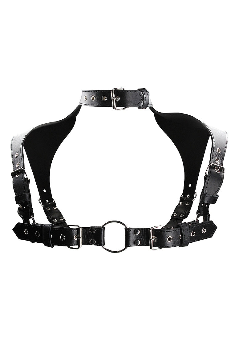 Men Harness with Neck Collar - One Size - Black
