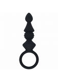 LEVELZ - Ribbed Silicone Anal Probe with Loop - Black