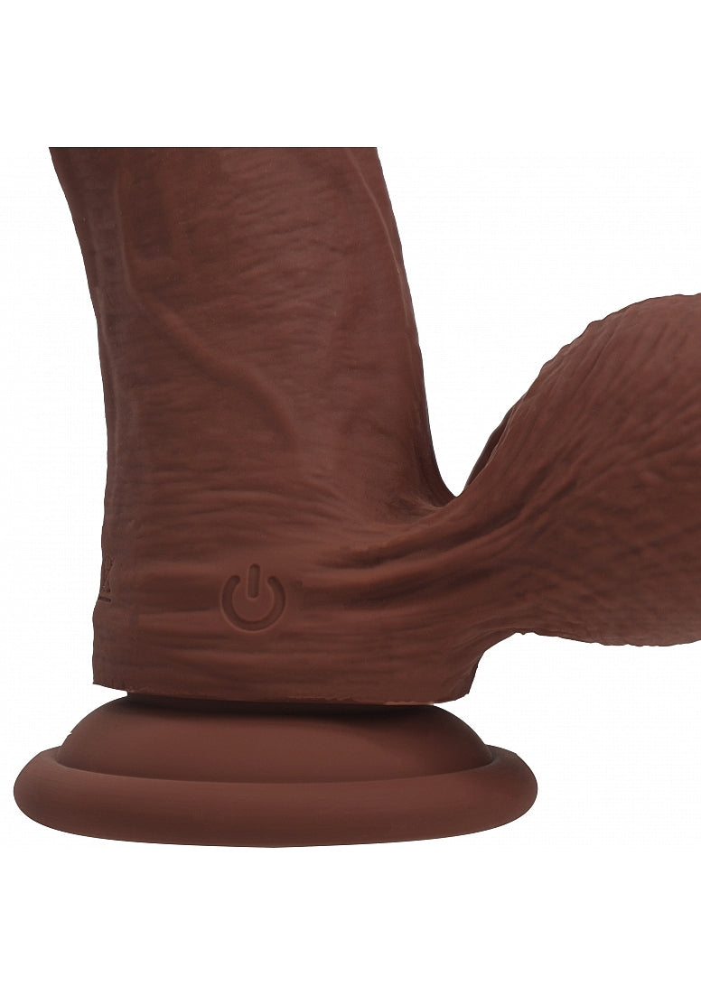 RealRock Rechargeable Silicone Dual Layered Vibrating Curved Dildo with Weighted Balls 8in