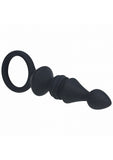 LEVELZ - Ribbed Silicone Anal Probe with Loop - Black