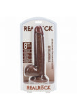 RealRock Realistic Skin - Straight Realistic Dildo with Balls and Suction Cup - 8" / 20,5 cm - Brown
