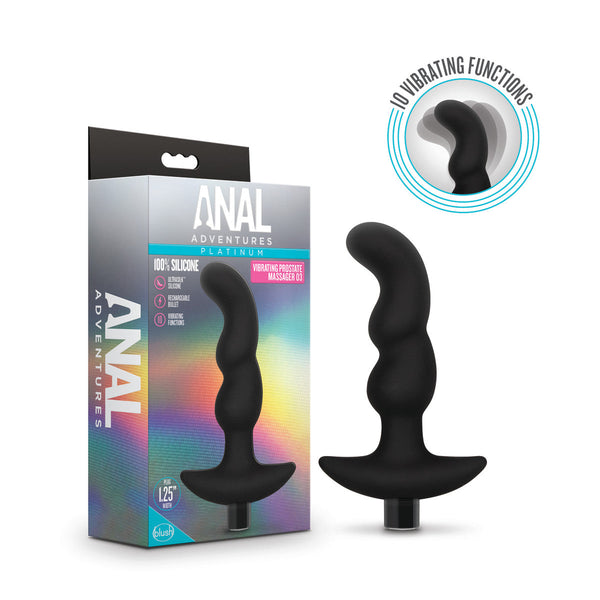Anal Adventures Platinum - Silicone Vibrating Prostate Massager 03 - Black