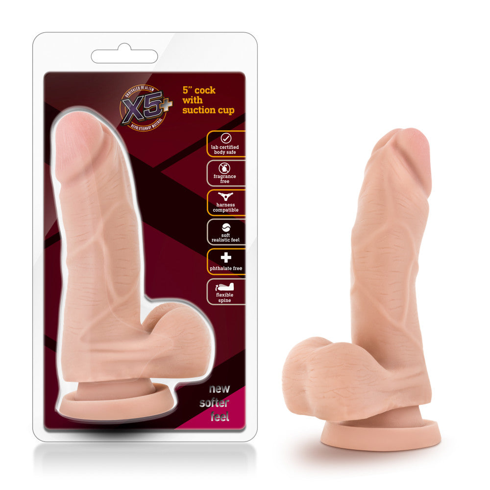 X5 Plus - 5 in Cock with Suction Cup - Beige