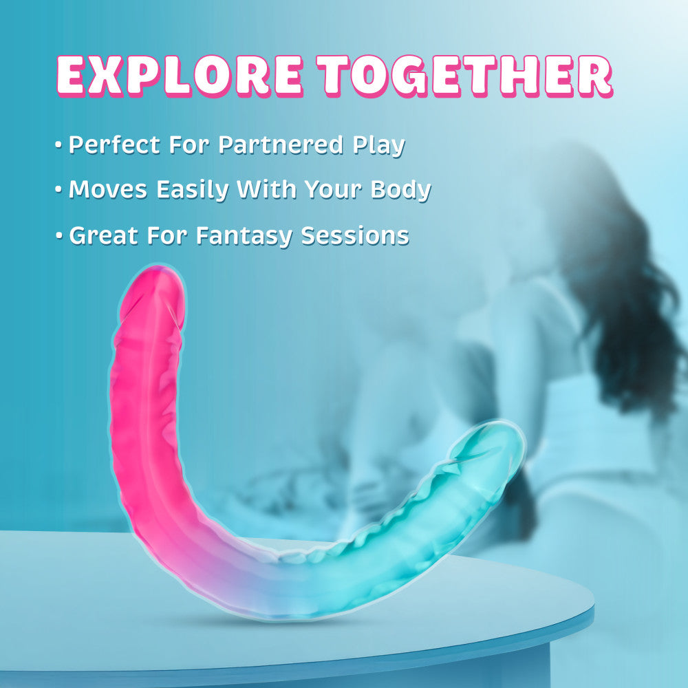 B Yours Candy Papi Double Dildo 17.75in - Multicolor