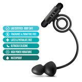 Anal Adventures Platinum - Silicone Anal Plug with Vibrating C-Ring - Black