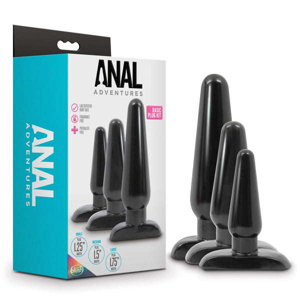 Anal Adventures - Basic Anal Plug Kit - Black