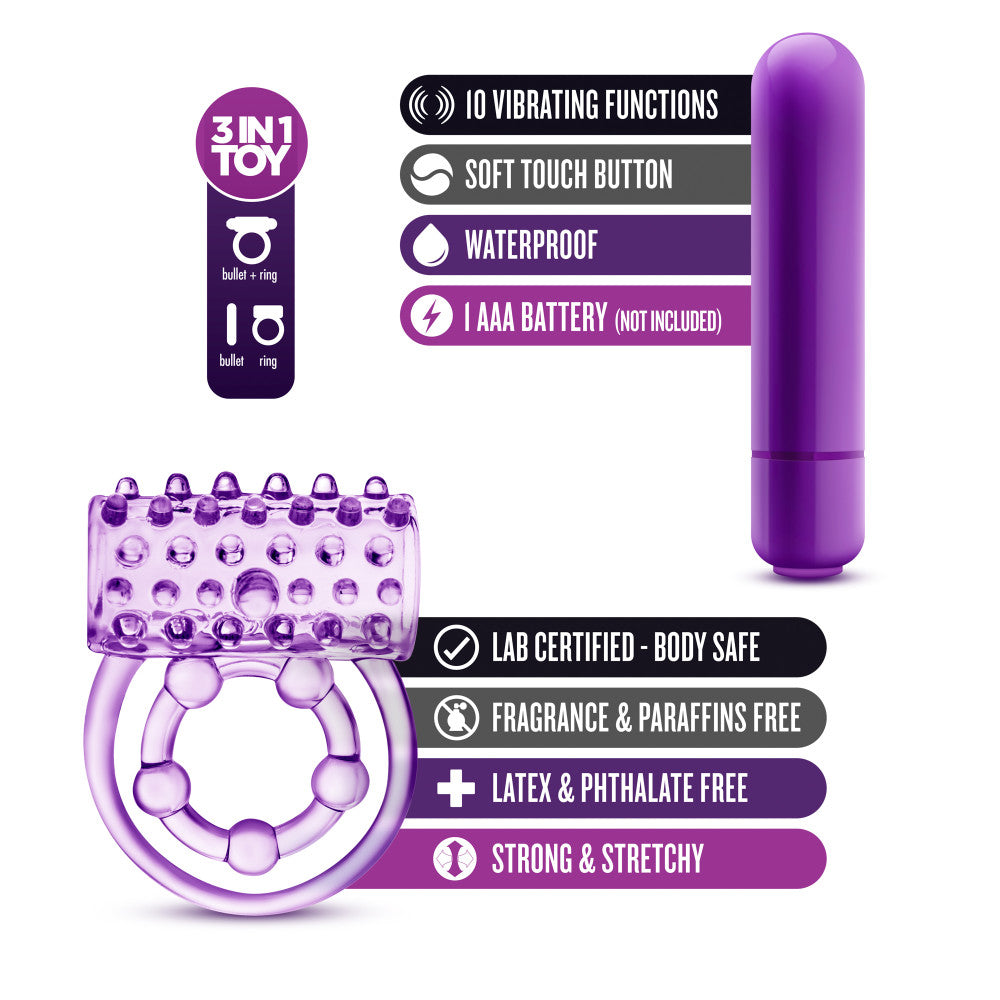 Play With Me - The Player - Vibrating Double Strap C-Ring - Purple
