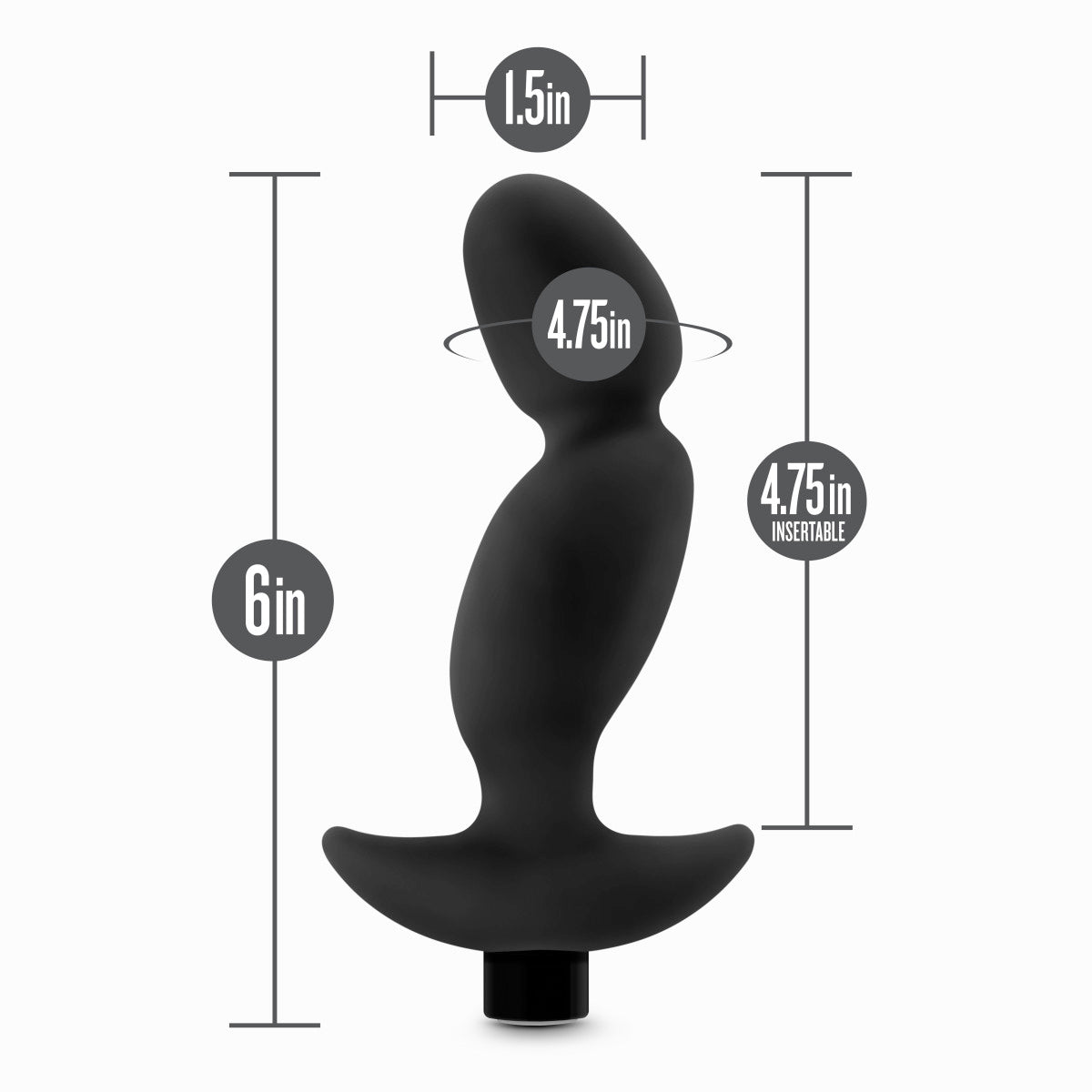 Anal Adventures Platinum - Silicone Vibrating Prostate Massager 04 - Black