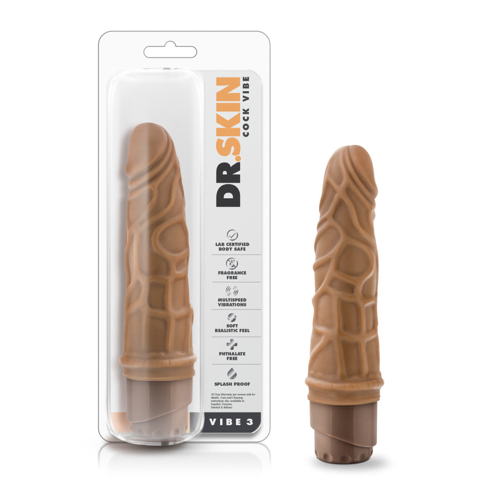 Dr. Skin - Cock Vibe 3 - 7.25 in Dildo - Mocha