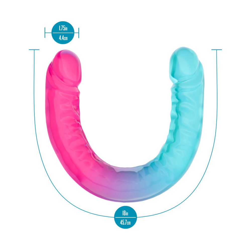 B Yours Candy Papi Double Dildo 17.75in - Multicolor