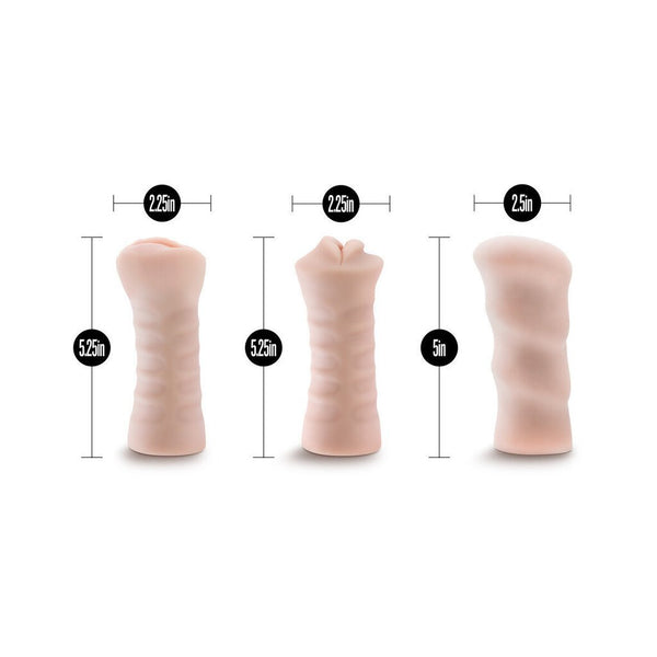 M for Men - 3-Pack Self-Lubricating Vibrating Stroker Sleeve Kit - Vanilla