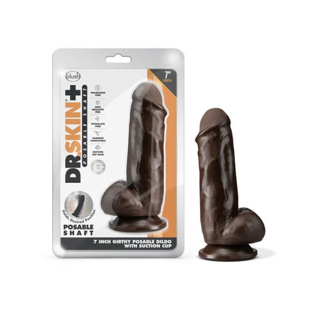 Dr. Skin Plus - 7 in Girthy Posable Dildo with Balls