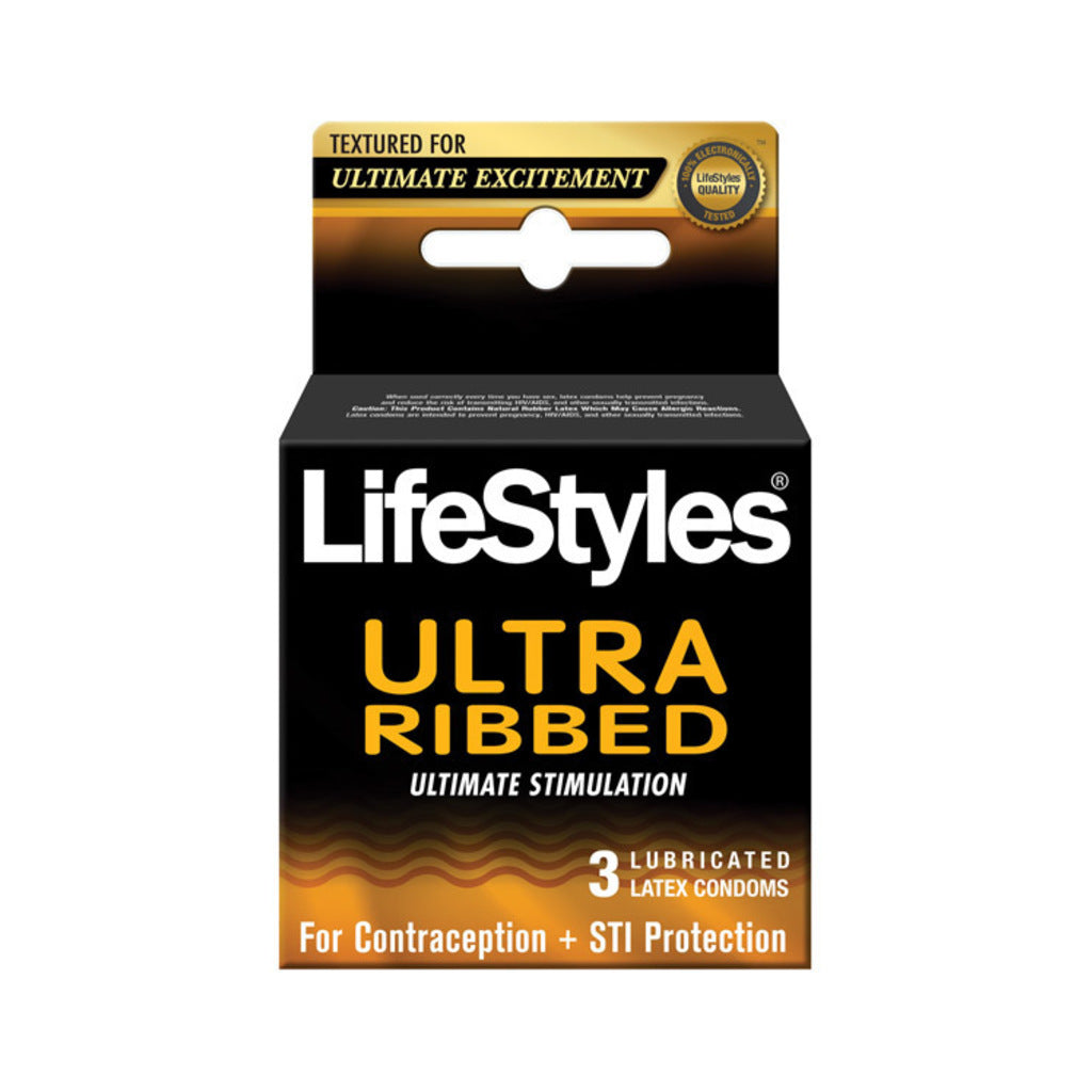 Lifestyles Ultra Ribbed Condoms - Pack of 3